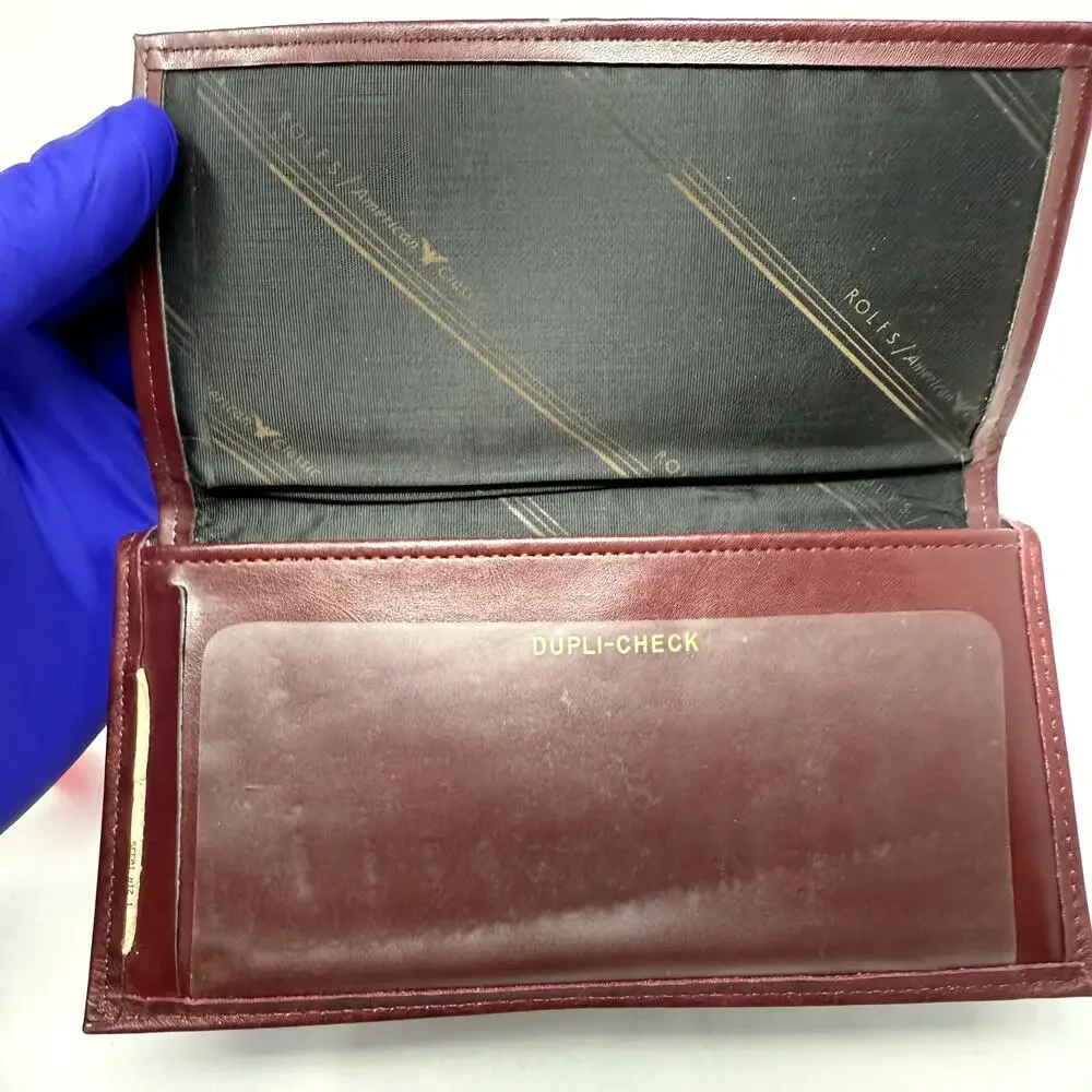 Vintage Rolfs Burgundy Leather Card Slot Wallet Coin purse Checkbook Clasp Lock